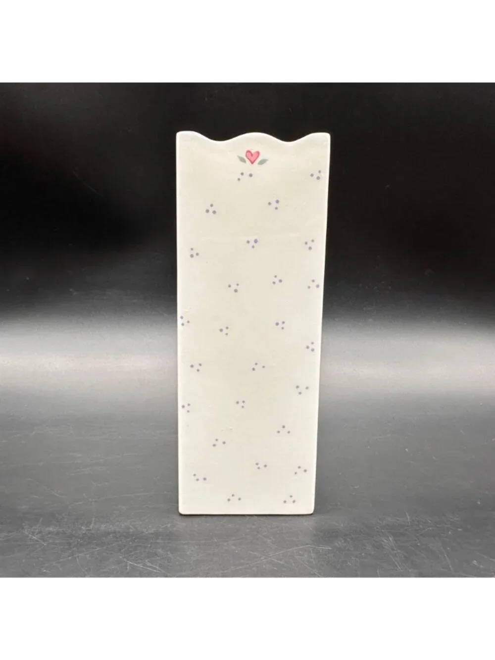 Vintage Vase Lavender Pink Floral Square Ceramic Dana Taiwan Cottage Granny 80s